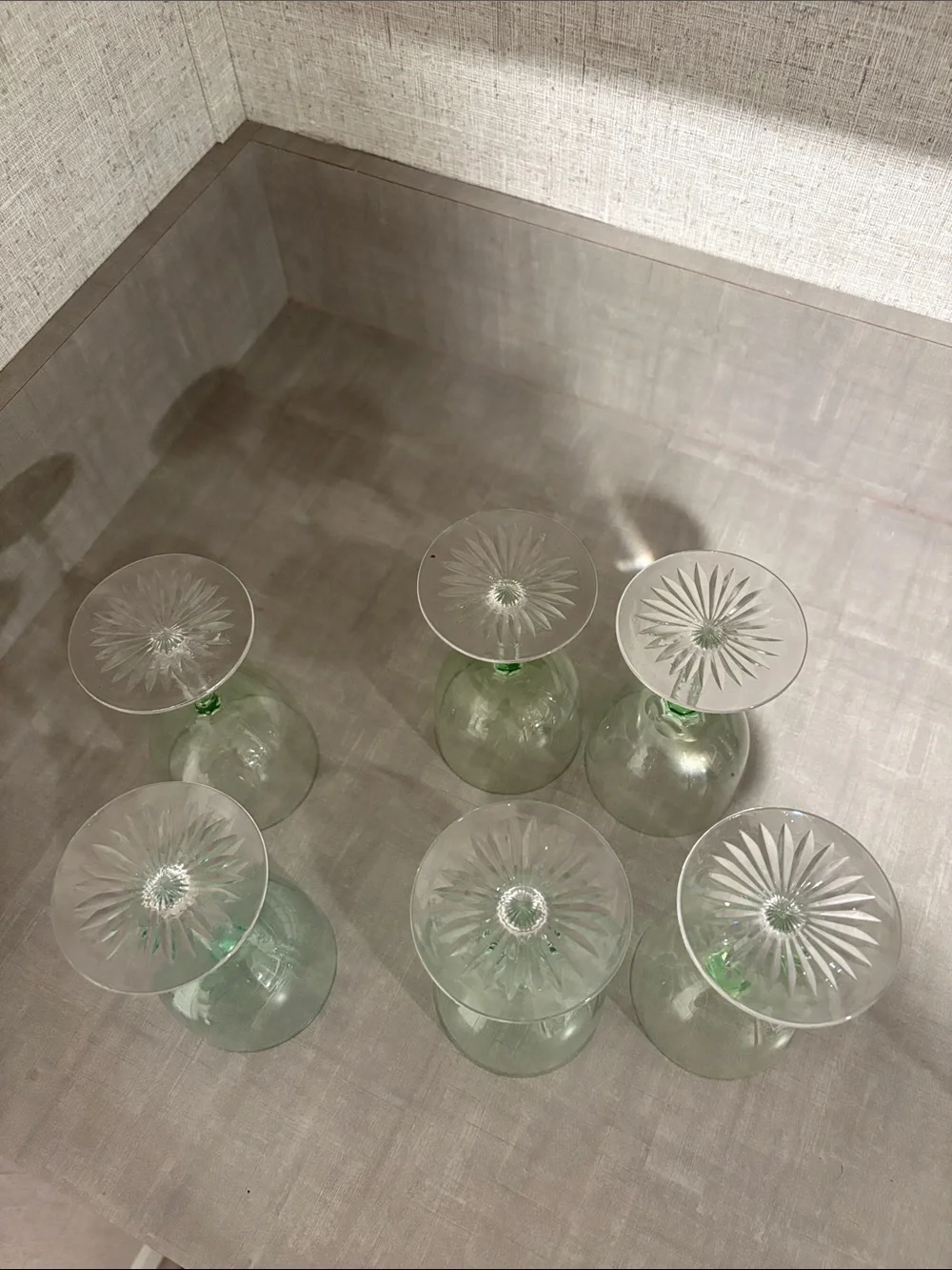 Uranium Glass Set of 6 Vintage Wine Glasses